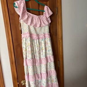 Miss Selfridge Pink and White Floral Maxi Dress size 14 NWT